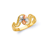 Flower Ladies Ring in 14K Tri-Color Gold