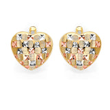 Heart Huggie Earrings in 14K Tri-Color Gold