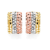Huggie Earrings in 14K Tri-Color Gold