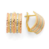 Huggie Earrings in 14K Tri-Color Gold