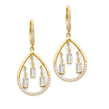 White CZ Chandelier Earrings in 14K Gold