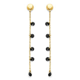 Black Onyx Drop Earrings in 14K Gold