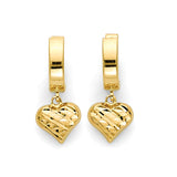 Heart Drop Earrings in 14K Gold