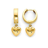 Heart Drop Earrings in 14K Gold