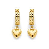 Heart Drop Earrings in 14K Gold