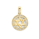White CZ Symbols Pendant in 14K Gold
