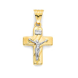 Crucifix Pendant in 14K Two-Tone Gold