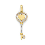 White CZ Key Pendant in 14K Gold