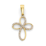 White CZ Cross Pendant in 14K Gold