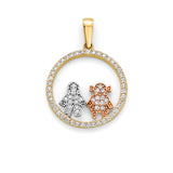 Kids Pendant in 14K Tri-Color Gold