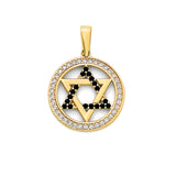 Black & White CZ Symbols Pendant in 14K Gold
