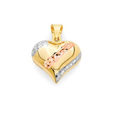 Heart Pendant in 14k Tri-Color Gold