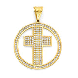 White CZ Cross Pendant in 14K Gold