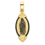 Black CZ Guadalupe Pendant in 14K Gold