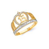 White CZ Tiara Ladies Ring in 14K Gold