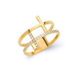 White CZ Ladies Ring in 14K Gold