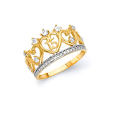 White CZ Tiara Ladies Ring in 14K Gold
