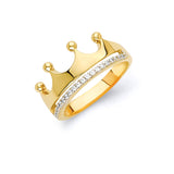 White CZ Tiara Ladies Ring in 14K Gold