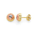Gold Ball Stud Earrings in 14K Tri-Color Gold