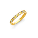 Anillo de Dama con Circonia Amarilla y Blanca en Oro de 14K