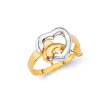 Red CZ Dolphin Ladies Ring In 14K Two-Tone Gold