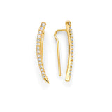 White CZ Spike Crawler Stud Earrings in 14K Gold