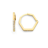 White CZ Huggie Earrings in 14K Gold