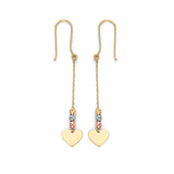 Heart Teardrop Earrings in 14K Tri-Color Gold