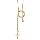 Adjustable 17"-18" Cross Charm Necklace in 14K Two-Tone Gold