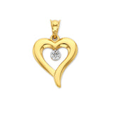 White CZ Heart Pendant in 14K Gold