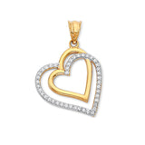 White CZ Heart Ladies Pendant in 14K Gold