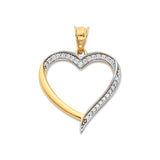 White CZ Heart Pendant in 14K Two-Tone Gold