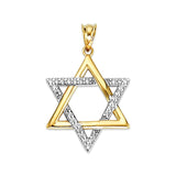 White CZ Symbols Pendant in 14K Two-Tone Gold