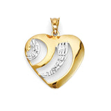 Heart Ladies Pendant in 14K Two-Tone Gold