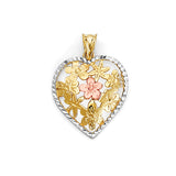 Flower Ladies Pendant in 14K Tri-Color Gold