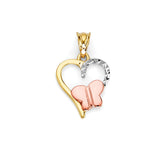 Heart Pendant in 14K Tri-Color Gold