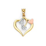 Heart Pendant in 14K Tri-Color Gold