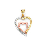 Heart Pendant in 14K Tri-Color Gold