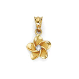 White CZ Flower Ladies Pendant in 14K Gold