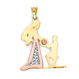 Marriage Proposal Pendant in Tri-Color Gold
