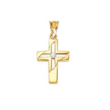 White CZ Cross Pendant in 14K Gold