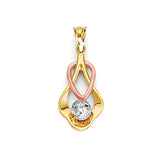 White CZ Pendant in 14K Two-Tone Gold
