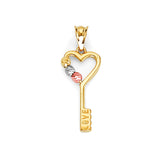 Key Pendant in 14K Tri-Color Gold