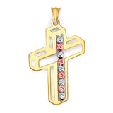 Cross Pendant in 14K Tri-Color Gold