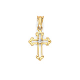 White CZ Cross Pendant in 14K Gold