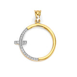 White CZ Pendant in 14K Two-Tone Gold