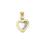 White CZ Heart Pendant in 14K Two-Tone Gold