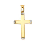 White CZ Cross Pendant in 14K Gold