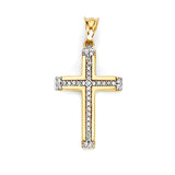 White CZ Cross Pendant in 14K Gold