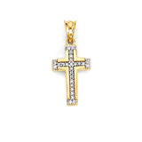 White CZ Cross Pendant in 14K Gold